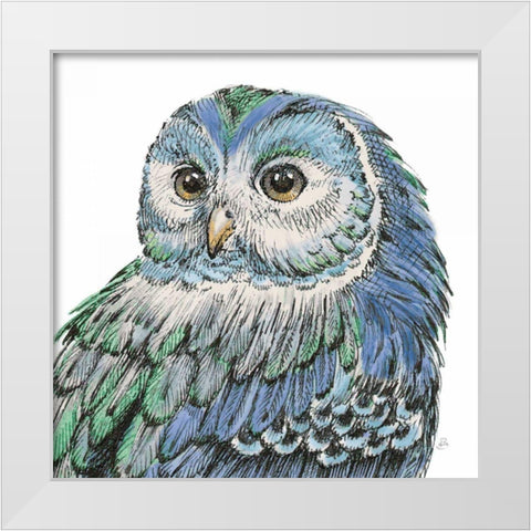 Beautiful Owls I Peacock Crop White Modern Wood Framed Art Print by Brissonnet, Daphne