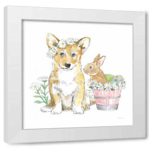 Easter Pups I White Modern Wood Framed Art Print by Grove, Beth