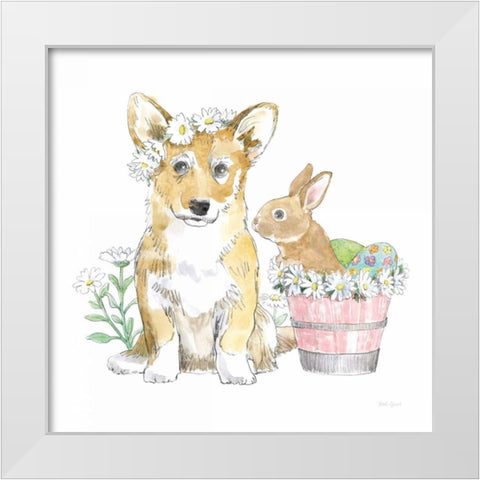 Easter Pups I White Modern Wood Framed Art Print by Grove, Beth