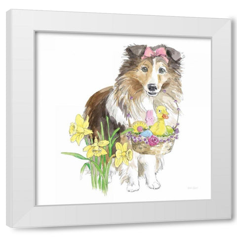 Easter Pups II White Modern Wood Framed Art Print by Grove, Beth
