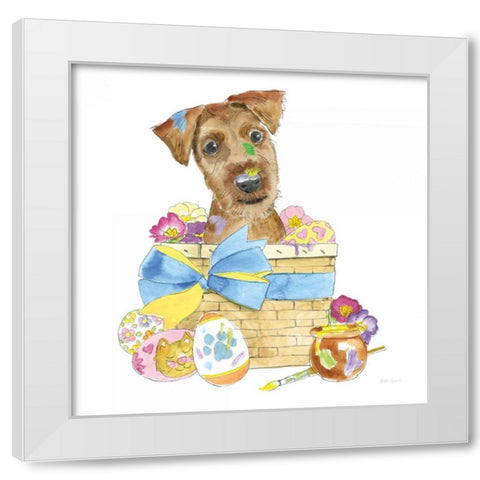 Easter Pups III White Modern Wood Framed Art Print by Grove, Beth