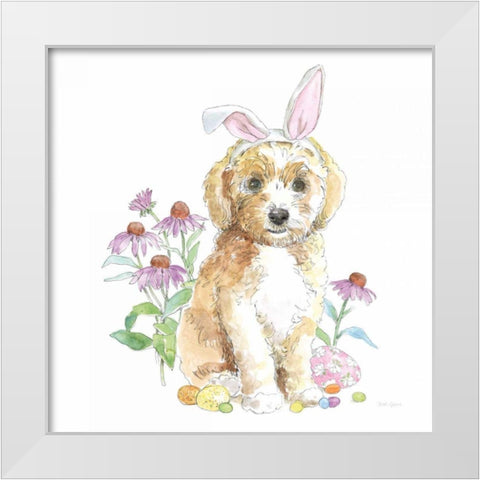 Easter Pups IV White Modern Wood Framed Art Print by Grove, Beth