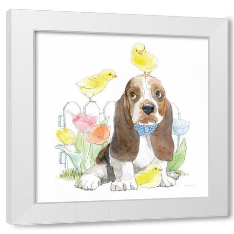 Easter Pups V White Modern Wood Framed Art Print by Grove, Beth