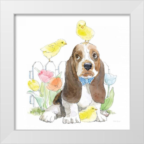 Easter Pups V White Modern Wood Framed Art Print by Grove, Beth