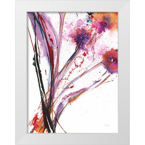 Floral Explosion III on White White Modern Wood Framed Art Print by Griggs, Jan