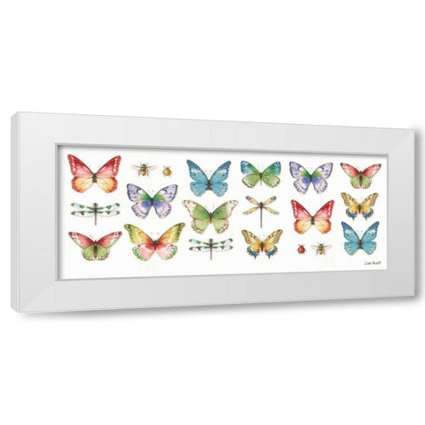 Colorful Breeze Bright Butterflies and Bugs White Modern Wood Framed Art Print by Audit, Lisa