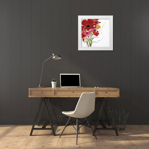 Crazy Daisy on White White Modern Wood Framed Art Print by Griggs, Jan