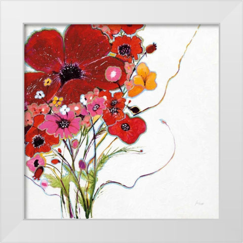 Crazy Daisy on White White Modern Wood Framed Art Print by Griggs, Jan
