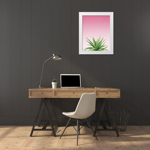 Succulent Simplicity I Pink Ombre Crop White Modern Wood Framed Art Print by Bradley, Felicity