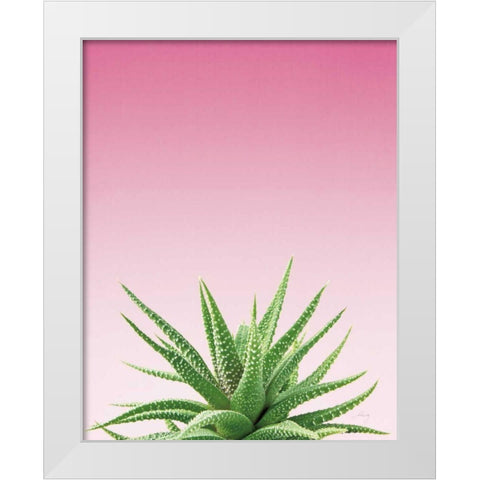 Succulent Simplicity I Pink Ombre Crop White Modern Wood Framed Art Print by Bradley, Felicity
