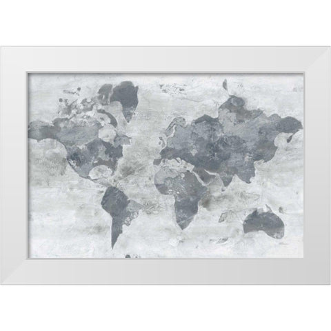 Golden World Gray White Modern Wood Framed Art Print by Hristova, Albena
