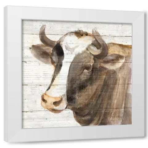 Looking at You II Shiplap White Modern Wood Framed Art Print by Hristova, Albena