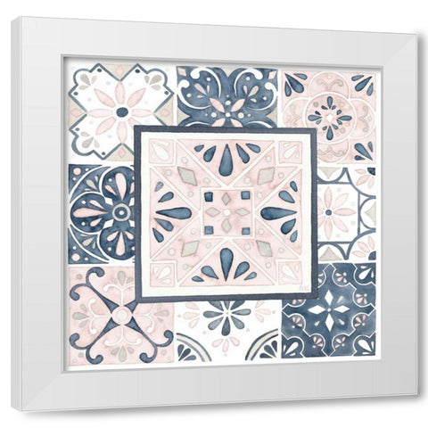 Garden Getaway Patchwork V Blush White Modern Wood Framed Art Print by Marshall, Laura