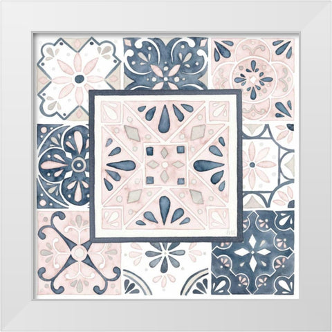 Garden Getaway Patchwork V Blush White Modern Wood Framed Art Print by Marshall, Laura