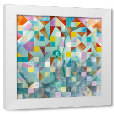 Modern Patchwork White Modern Wood Framed Art Print by Nai, Danhui