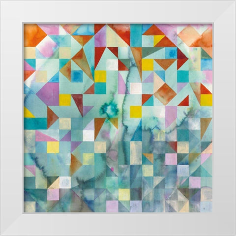 Modern Patchwork White Modern Wood Framed Art Print by Nai, Danhui