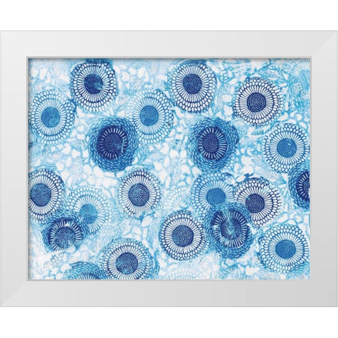 Pinto and Buffalo Flowers Blue White Modern Wood Framed Art Print by Day, Kellie