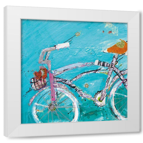 Ride Blue Pink White Modern Wood Framed Art Print by Day, Kellie