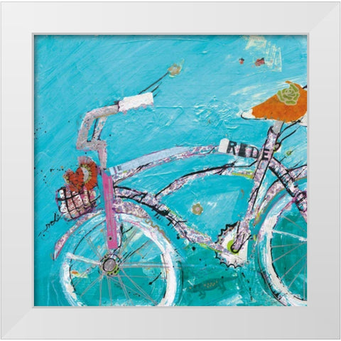 Ride Blue Pink White Modern Wood Framed Art Print by Day, Kellie