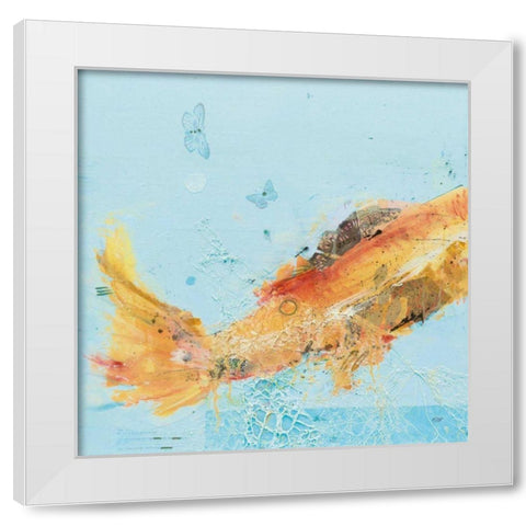Fish in the Sea I Aqua White Modern Wood Framed Art Print by Day, Kellie