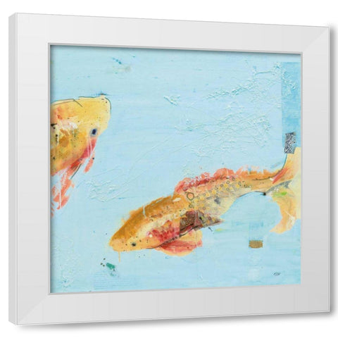Fish in the Sea II Aqua White Modern Wood Framed Art Print by Day, Kellie