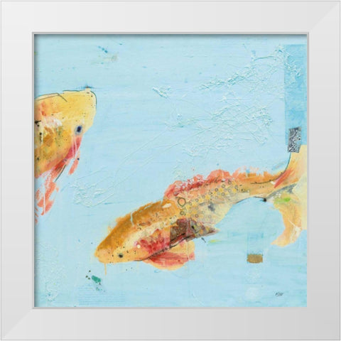 Fish in the Sea II Aqua White Modern Wood Framed Art Print by Day, Kellie