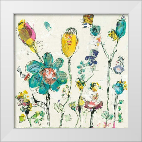 Doodle Garden Cream White Modern Wood Framed Art Print by Day, Kellie