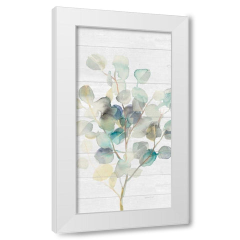 Eucalyptus III on Shiplap Crop White Modern Wood Framed Art Print by Nai, Danhui