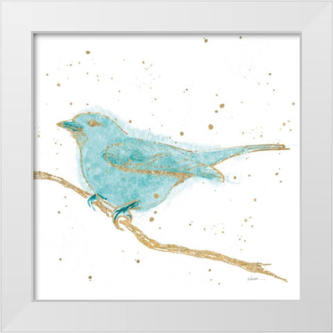 Gilded Bird I Teal White Modern Wood Framed Art Print by Novak, Shirley