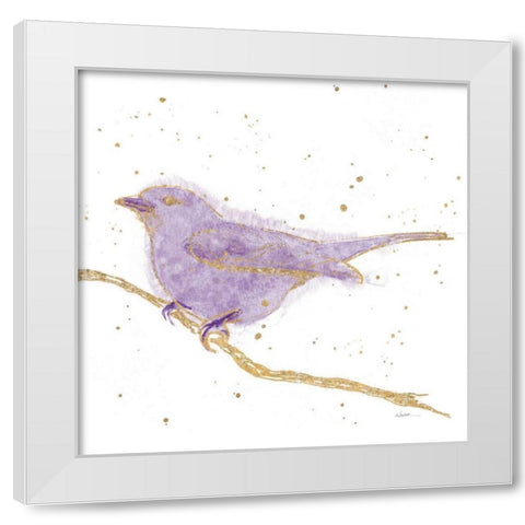 Gilded Bird I Lavender White Modern Wood Framed Art Print by Novak, Shirley