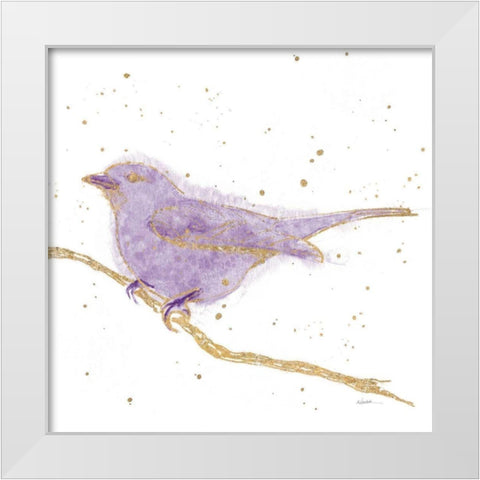 Gilded Bird I Lavender White Modern Wood Framed Art Print by Novak, Shirley