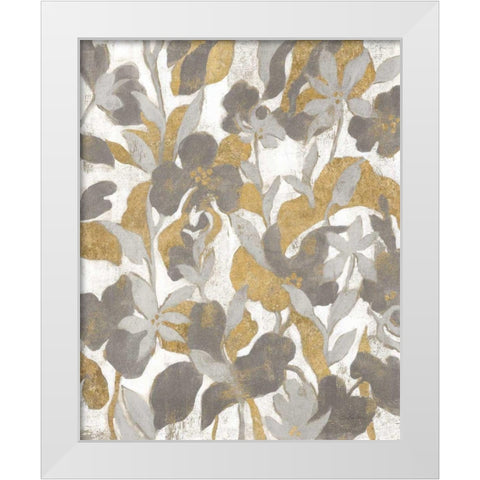 Painted Tropical Screen II Gray Gold White Modern Wood Framed Art Print by Vassileva, Silvia