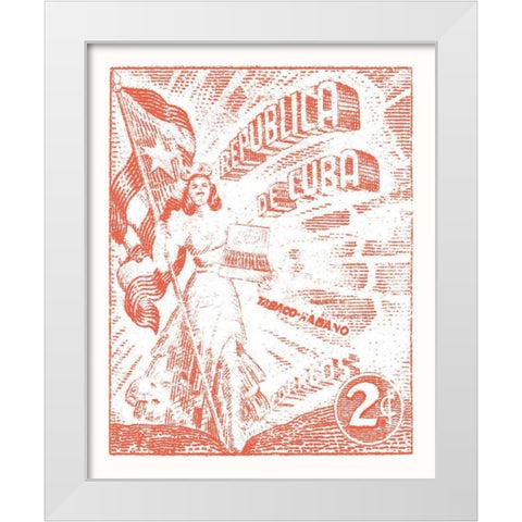 Cuba Stamp XXI Bright White Modern Wood Framed Art Print by Wild Apple Portfolio