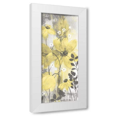 Floral Symphony Yellow Gray Crop II White Modern Wood Framed Art Print by Vassileva, Silvia