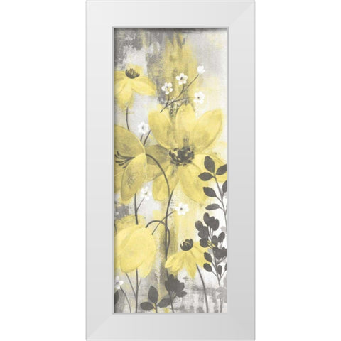 Floral Symphony Yellow Gray Crop II White Modern Wood Framed Art Print by Vassileva, Silvia