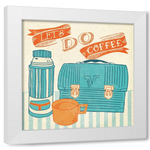 Lets Do Coffee Orange White Modern Wood Framed Art Print by Urban, Mary