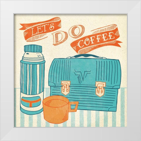 Lets Do Coffee Orange White Modern Wood Framed Art Print by Urban, Mary