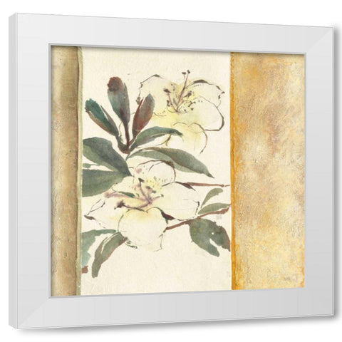 Ochre Rhododendron White Modern Wood Framed Art Print by Paschke, Chris