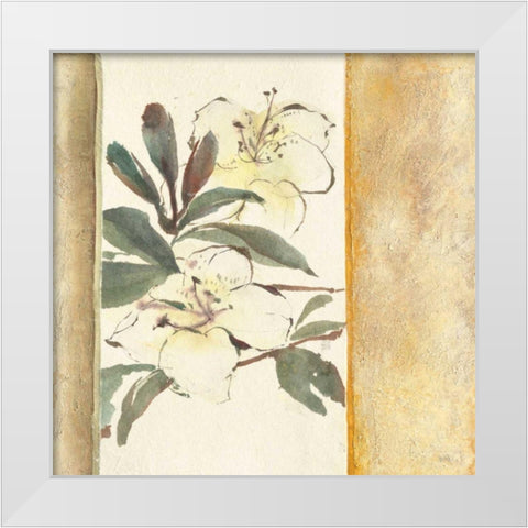 Ochre Rhododendron White Modern Wood Framed Art Print by Paschke, Chris