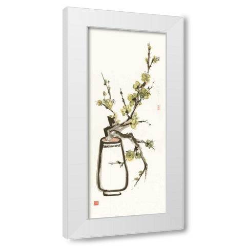 Moss Blossom White Modern Wood Framed Art Print by Paschke, Chris