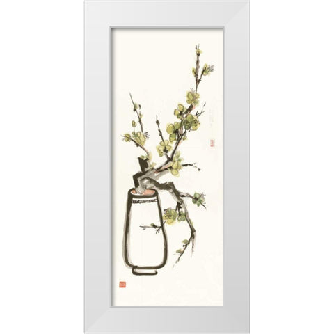 Moss Blossom White Modern Wood Framed Art Print by Paschke, Chris