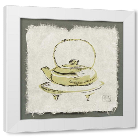 Green Teapot White Modern Wood Framed Art Print by Paschke, Chris