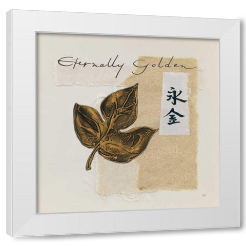 Bronze Leave IV Eternally Golden White Modern Wood Framed Art Print by Paschke, Chris