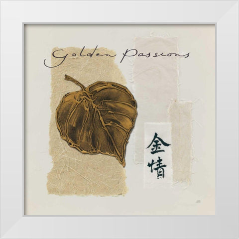 Bronze Leaf III Golden Passions White Modern Wood Framed Art Print by Paschke, Chris