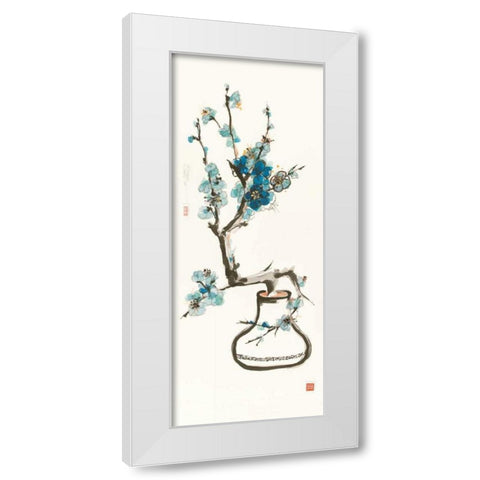 Blue Blossom White Modern Wood Framed Art Print by Paschke, Chris
