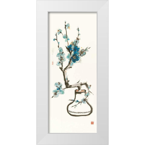 Blue Blossom White Modern Wood Framed Art Print by Paschke, Chris