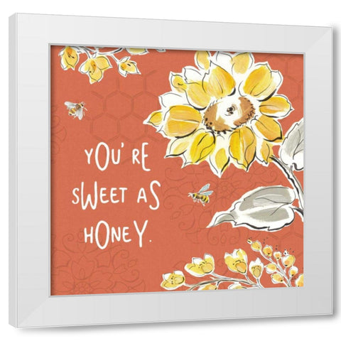 Bee Happy III Spice White Modern Wood Framed Art Print by Brissonnet, Daphne