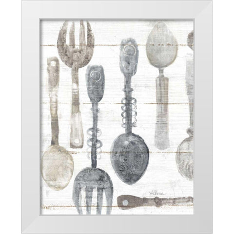 Spoons and Forks II Neutral White Modern Wood Framed Art Print by Hristova, Albena