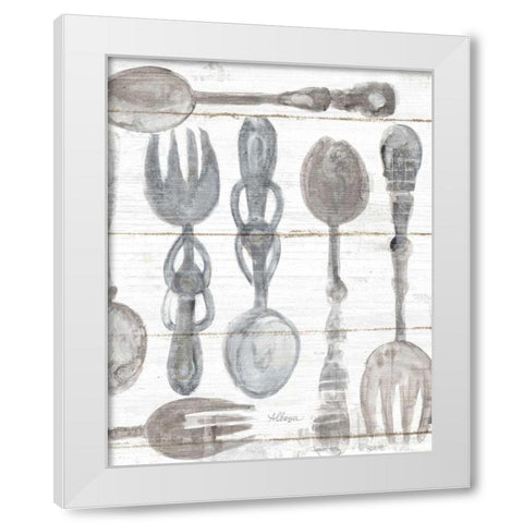 Spoons and Forks III Neutral White Modern Wood Framed Art Print by Hristova, Albena
