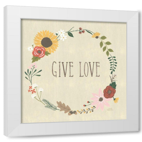 Autumn Garden Give Love White Modern Wood Framed Art Print by Marshall, Laura